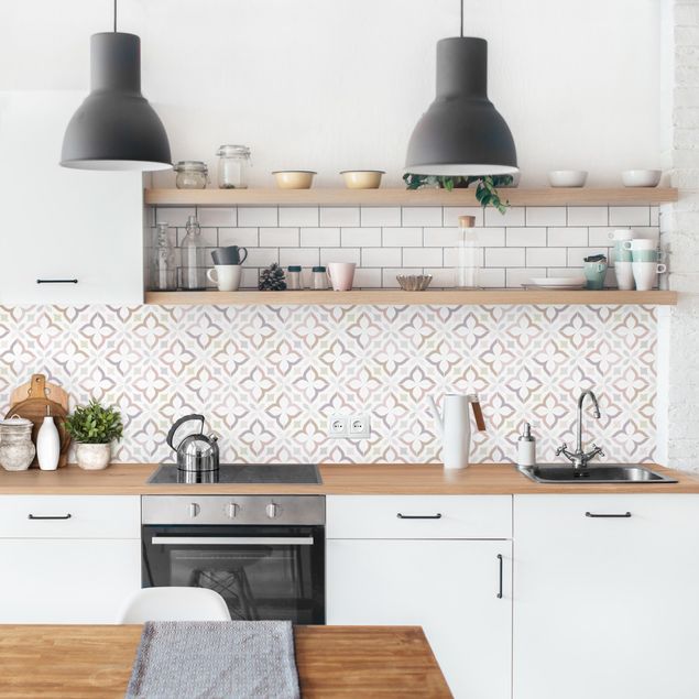 Backsplash de cozinha imitação azulejos Geometrical Tiles - Livorno