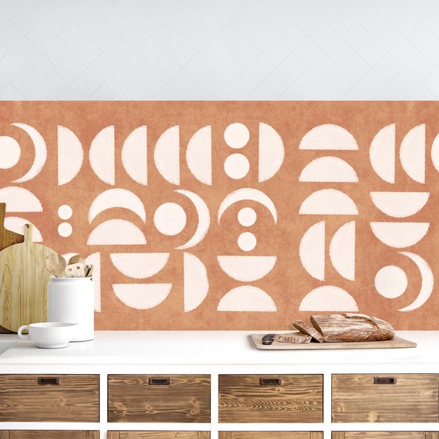 decoraçao para parede de cozinha Abstract Moon Terracotta