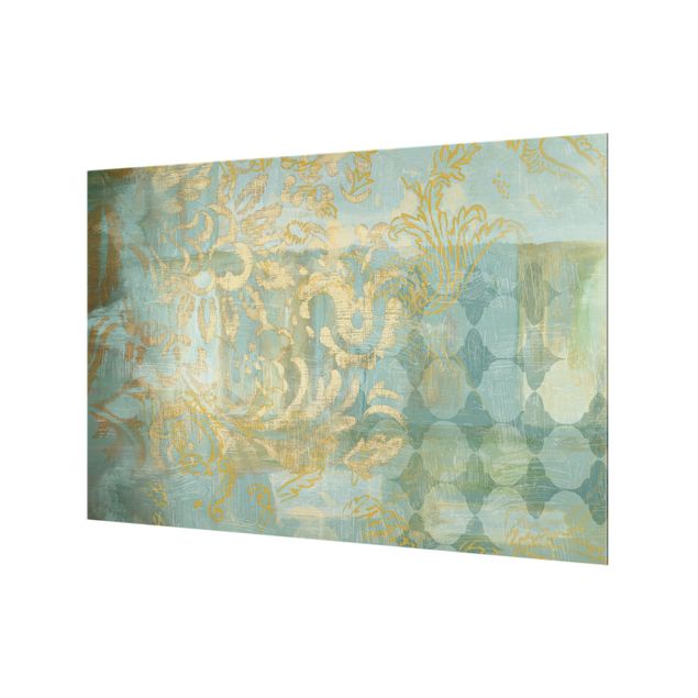 Painel anti-salpicos de cozinha Moroccan Collage In Gold And Turquoise