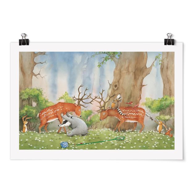 quadro de árvore Vasily Raccoon - Vasily Helps The Deer