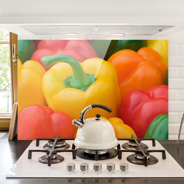 decoraçao para parede de cozinha Colorful Peppers