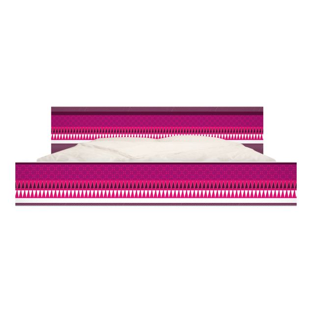Papel autocolante para móveis Cama Malm IKEA Pink Ethnomix