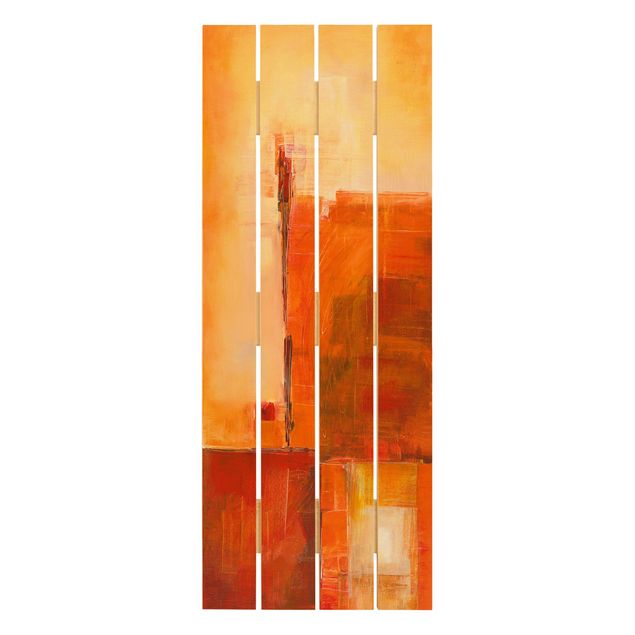 quadro de madeira para parede Abstract Orange Brown