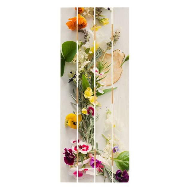 quadros em madeira para decoração Fresh Herbs With Edible Flowers