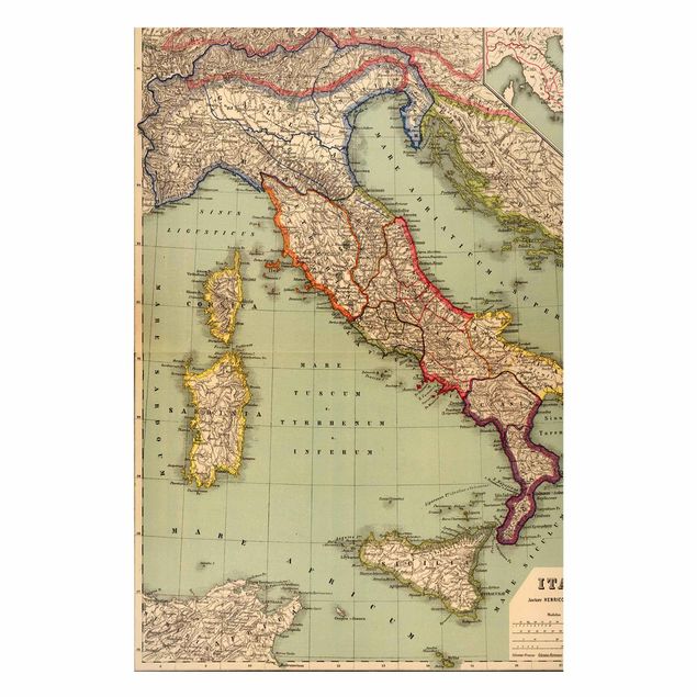 Quadros magnéticos mapas Vintage Map Italy