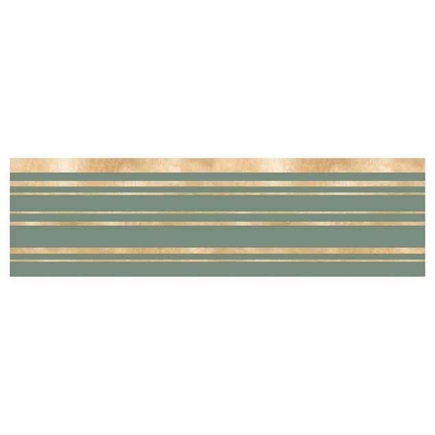 Backsplash de cozinha Golden Stripes Green Backdrop