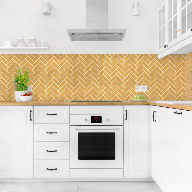 Backsplash de cozinha imitação azulejos Fish Bone Tiles - Orange