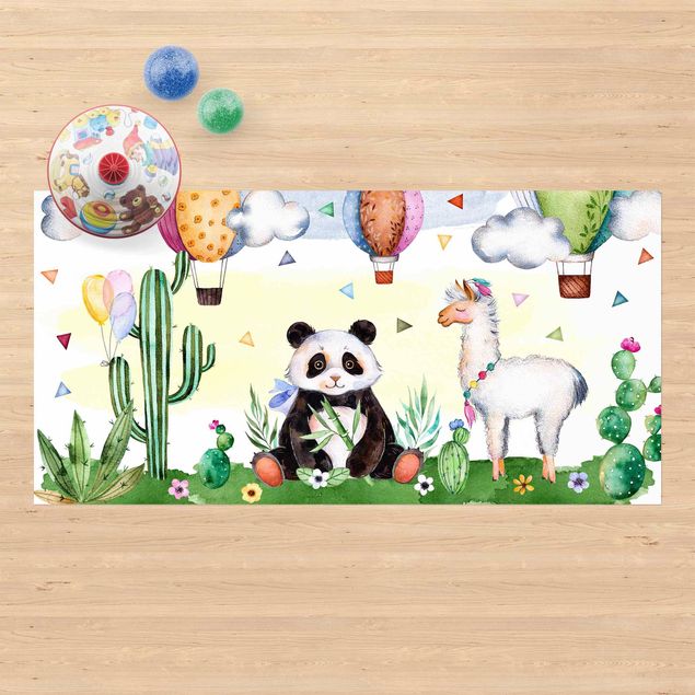 tapete varanda Panda And Lama Watercolour
