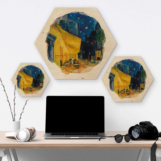 quadros em madeira para decoração WaterColours - Vincent Van Gogh - Cafe Terrace In Arles