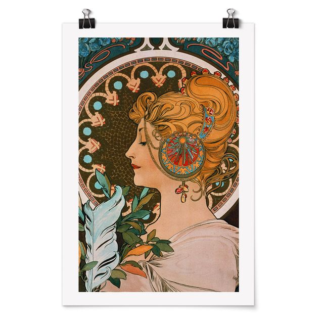 Posters quadros famosos Alfons Mucha - The Feather