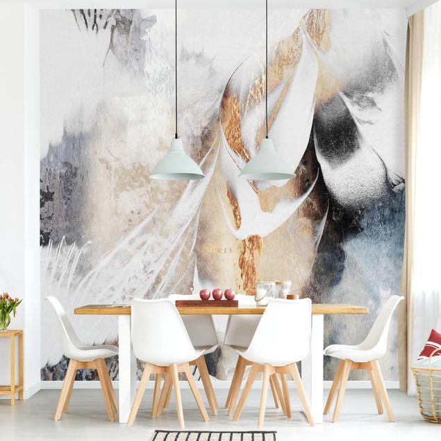 decoraçao para parede de cozinha Golden Abstract Winter Painting