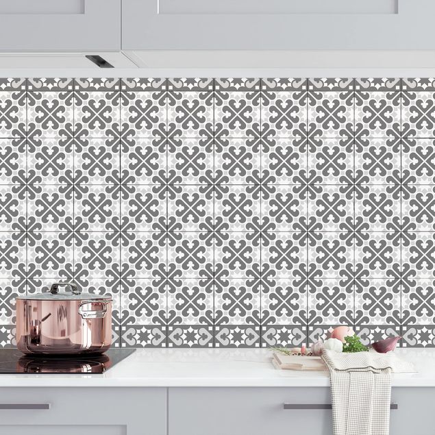 decoraçoes cozinha Geometrical Tile Mix Hearts Grey