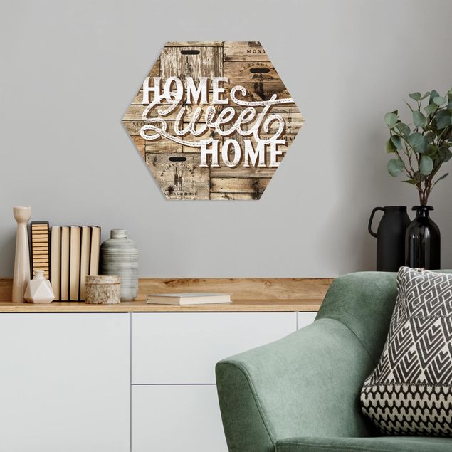 quadros com frases motivacionais Home sweet Home Wooden Panel