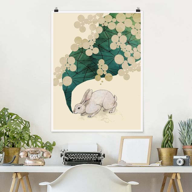 Posters quadros famosos Illustration Bunny With Dots And Triangles