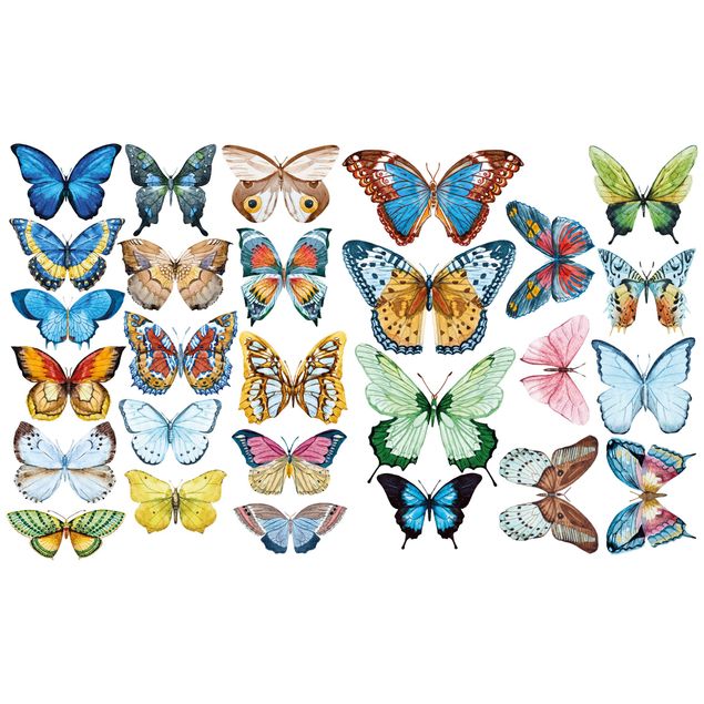 Autocolantes parede Watercolour Butterflies Set