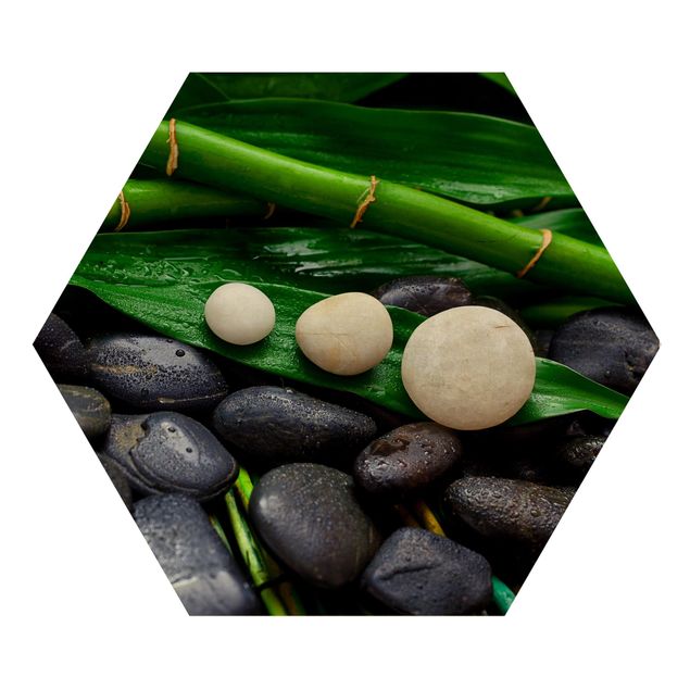 quadro com flores Green Bamboo With Zen Stones