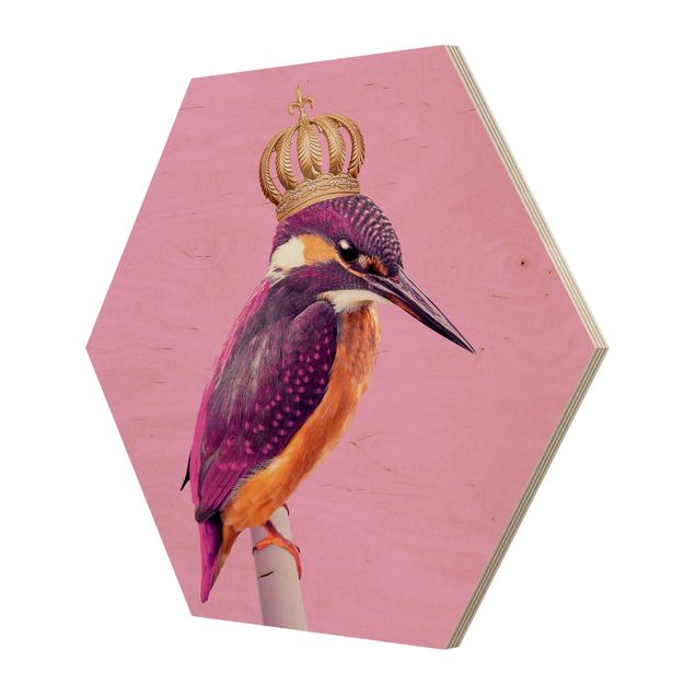 Quadros hexagonais Pink Kingfisher With Crown