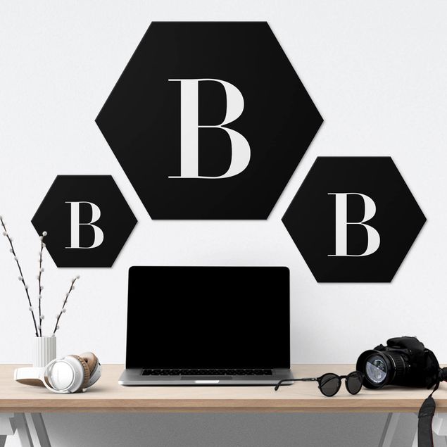 Quadros hexagonais Letter Serif Black B
