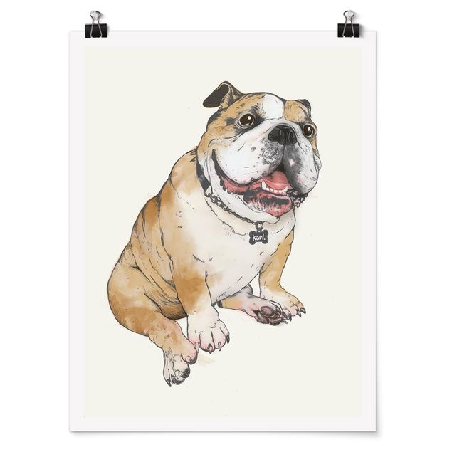 Posters animais Illustration Dog Bulldog Painting