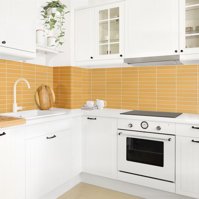 Backsplash de cozinha monocromático Metro Tiles - Orange