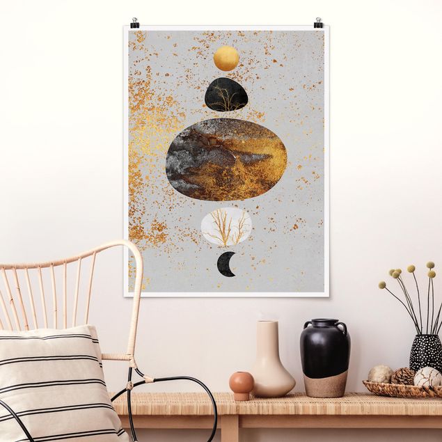 Posters quadros famosos Sun And Moon In Golden Glory
