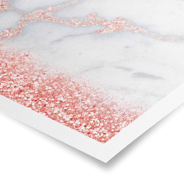 Quadros em cinza Marble Look With Pink Confetti