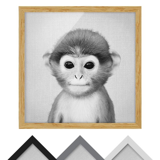 quadros em preto e branco Baby Monkey Anton Black And White