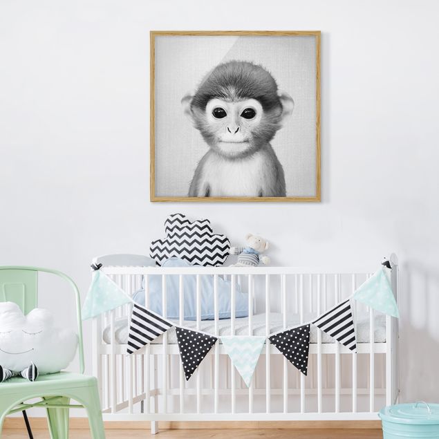 decoração para quartos infantis Baby Monkey Anton Black And White
