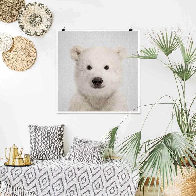 Posters em preto e branco Baby Polar Bear Emil