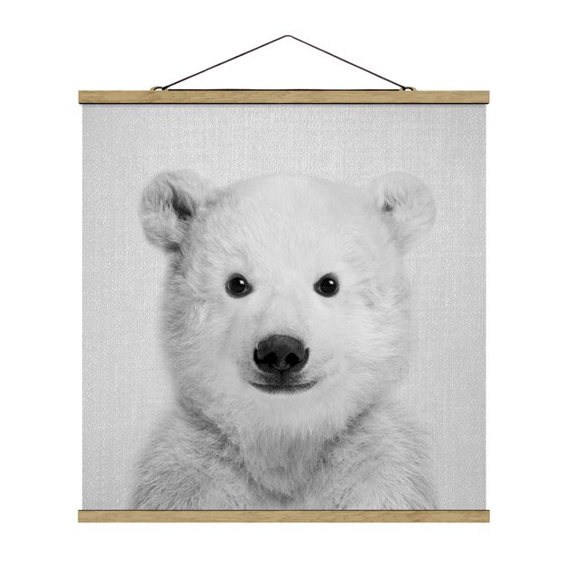 Posters animais Baby Polar Bear Emil Black And White
