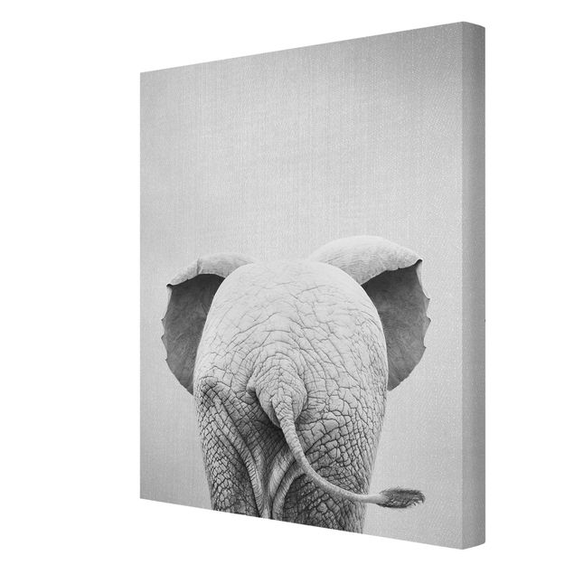 quadros modernos para quarto de casal Baby Elephant From Behind Black And White