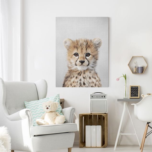 Telas decorativas em preto e branco Baby Cheetah Gino