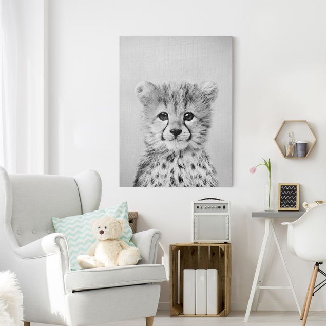 Telas decorativas gatos Baby Cheetah Gino Black And White