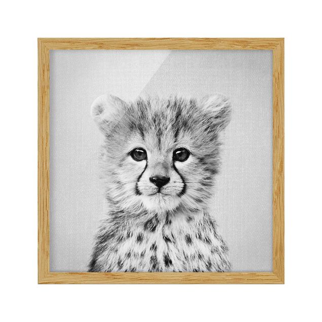 quadros decorativos para sala modernos Baby Cheetah Gino Black And White