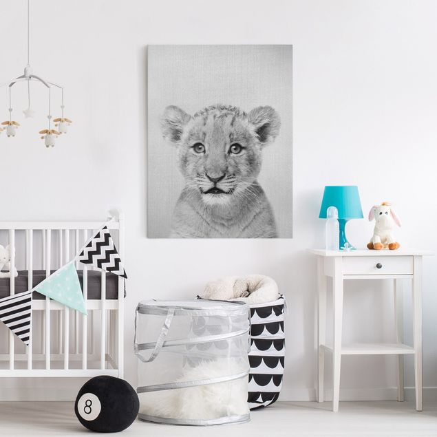 Telas decorativas leões Baby Lion Luca Black And White