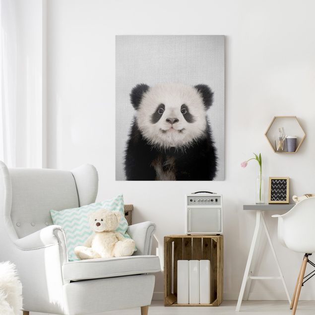 Telas decorativas em preto e branco Baby Panda Prian