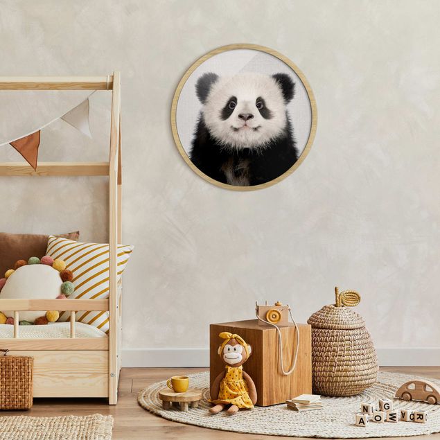 Quadros com moldura em preto e branco Baby Panda Prian