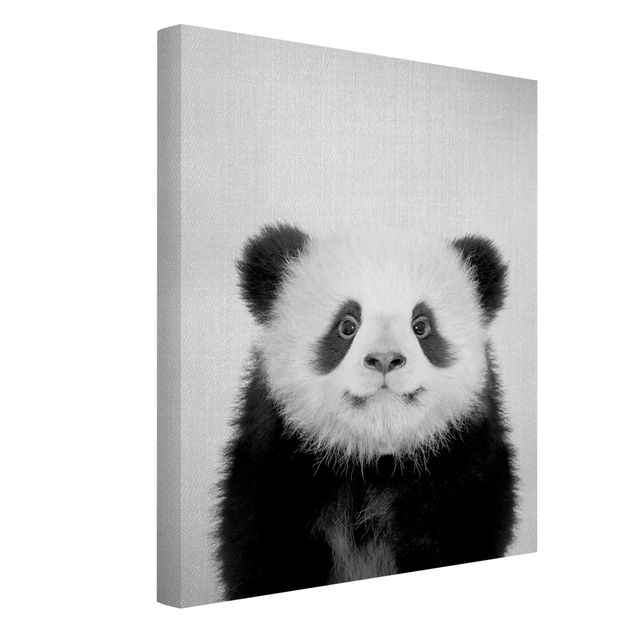Telas decorativas animais Baby Panda Prian Black And White