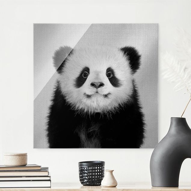 decoração para quartos infantis Baby Panda Prian Black And White