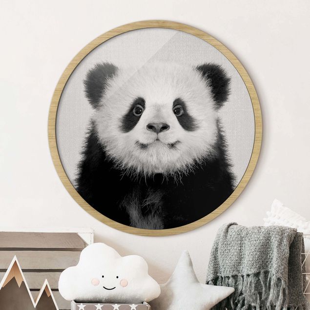 decoração para quartos infantis Baby Panda Prian Black And White