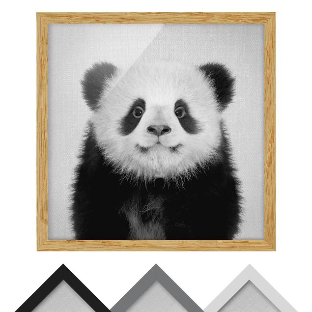 quadros em preto e branco Baby Panda Prian Black And White