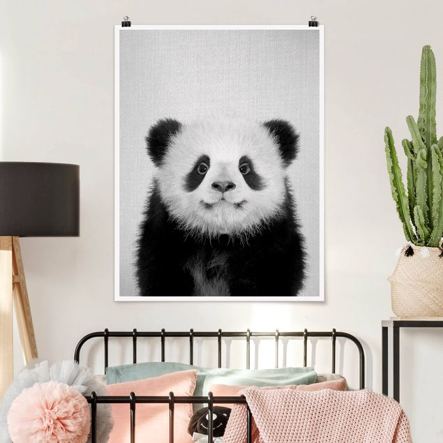 decoração quarto bebé Baby Panda Prian Black And White
