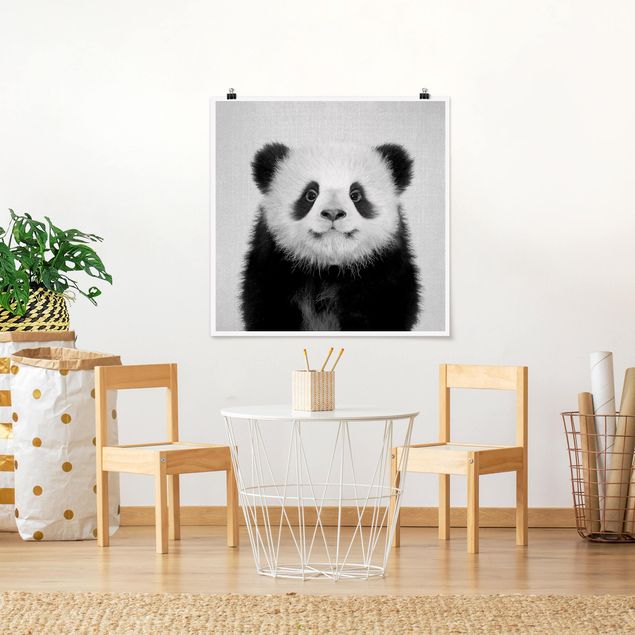 Posters em preto e branco Baby Panda Prian Black And White