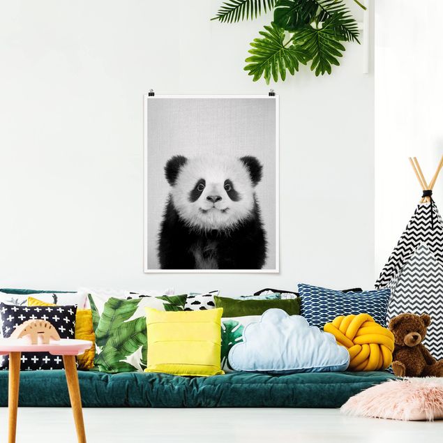 Posters em preto e branco Baby Panda Prian Black And White