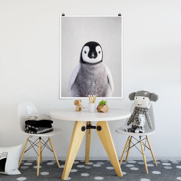 Posters em preto e branco Baby Penguin Pepe