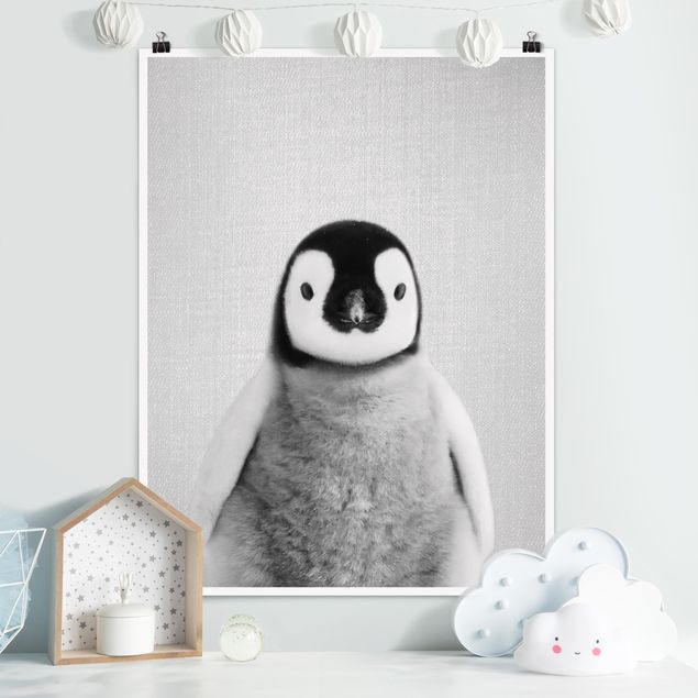 decoração para quartos infantis Baby Penguin Pepe Black And White