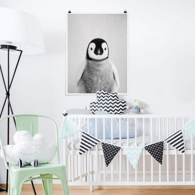poster preto e branco Baby Penguin Pepe Black And White