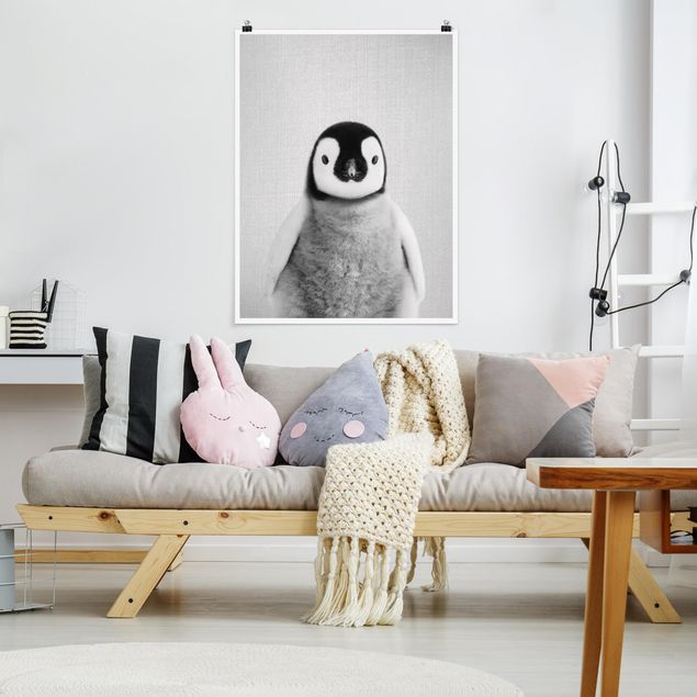 Posters animais Baby Penguin Pepe Black And White