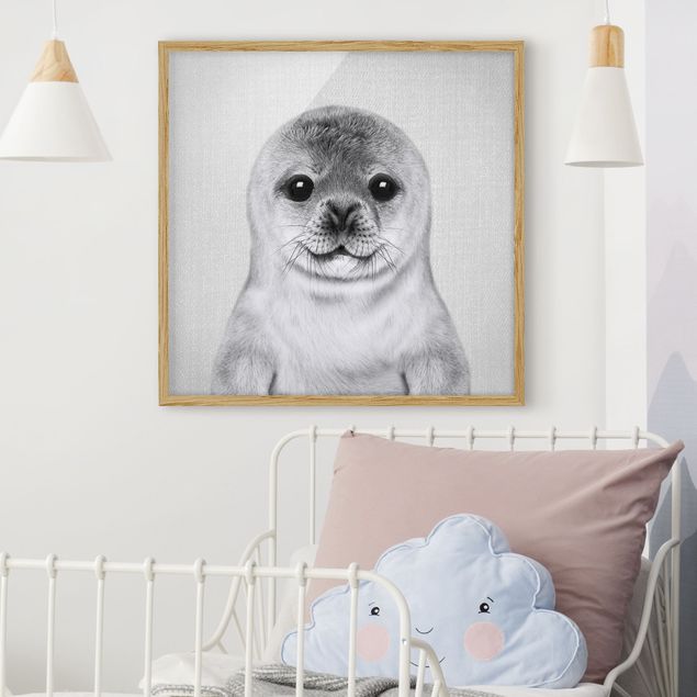 decoração para quartos infantis Baby Seal Ronny Black And White
