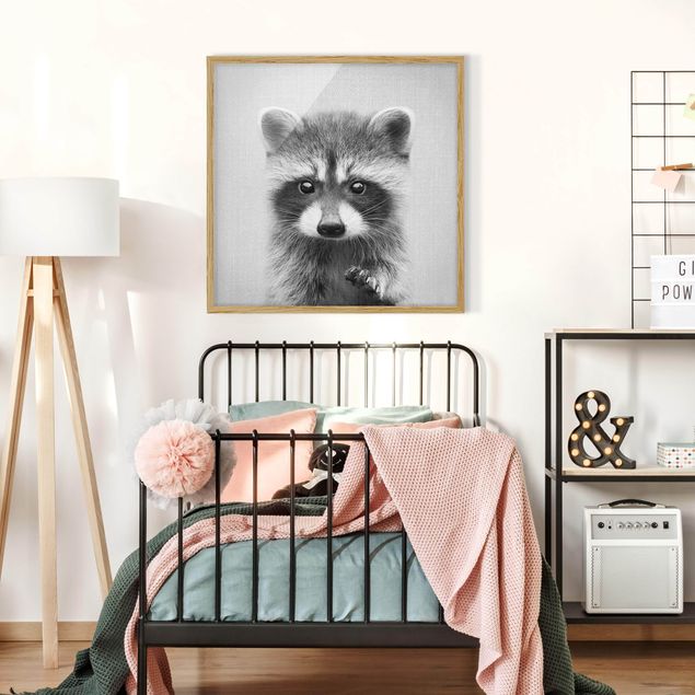 Decoração para quarto infantil Baby Raccoon Wicky Black And White